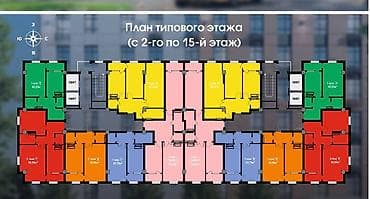 квартииа: 1 комната, 44 м², Элитка, 14 этаж, ПСО (под самоотделку) — 3