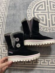 обувь для охоты: Детские зимние сапоги Skechers - Цвет: черный с серой опушкой и — 1