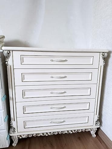 спальный гарнитур деревянный: Спальный гарнитур, Шкаф, МДФ, цвет - Белый — 5