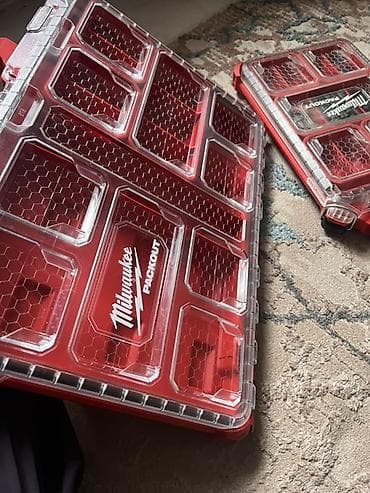 прозрачные наклейки: Органайзер Milwaukee PACKOUT — модульный ящик‑сортировщик для крепежа — 2