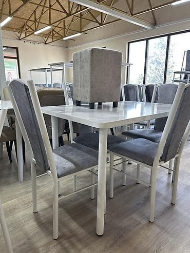 small table: Обеденные гарнитуры с металлическим каркасом и столешницей «под — 3