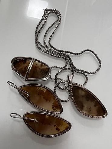 amber elixir: Комплект украшений из натурального дендритового мохового агата в — 5