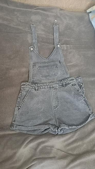 Женская одежда: Джинсовый комбинезон-шорты Pull&Bear + длинное платье H&M 1) — 1