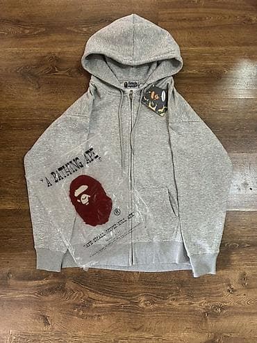 Толстовкалар: Худи A Bathing Ape (BAPE) на молнии - Цвет: меланжевый серый - Фасон — 1