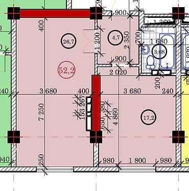 Недвижимость: 1 комната, 52 м², Джал мкр (в т.ч. Верхний, Нижний, Средний) Индивидуалка, 13 этаж, ПСО (под самоотделку) — 1