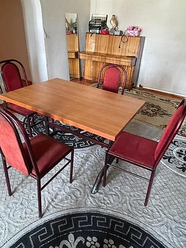 Офисная мебель: Кухонный стол и стул, Б/у, Самовывоз, цвет - Коричневый — 7