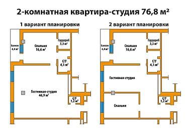 2 комнаты, 77 м², ул. Калык Акиева Элитка, 4 этаж, Косметический ремонт — 2