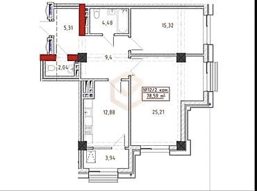 70: 3 комнаты, 84 м², Элитка, 14 этаж, Готовая ПСО (под самоотделку) — 2