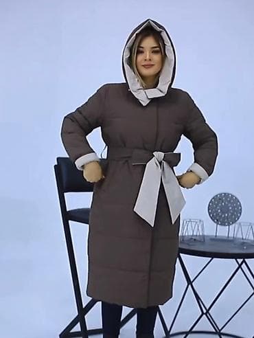 Пуховик, По колено, Двусторонняя модель, L