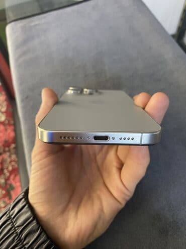компьютеры ош: IPhone 15 Pro Max, Колдонулган, 256 ГБ, Natural Titanium, Коргоочу айнек, Каптама, 90 % — 6