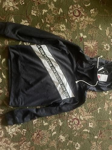 толстовка на мальчика 3 4 года: Худи New Balance - Цвет: тёмно‑серый/чёрный - Принт: диагональные — 2