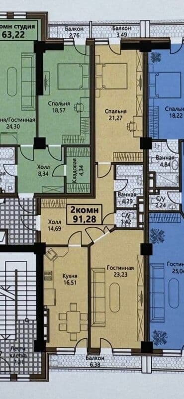 продажа дома в рассрочку: 2 комнаты, 91 м², Элитка, 11 этаж, ПСО (под самоотделку) — 2