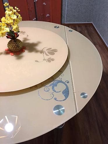 круглый стол для кухни: Кухонный стол и стул, цвет - Желтый — 8