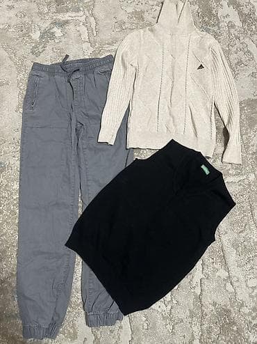 Куртки: 3в1😍Серые брюки-джоггеры от GAP +водолазка от Аддидас бежевом — 1