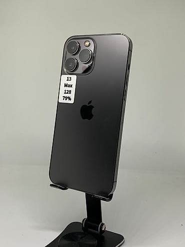 apple 12: IPhone 13 Pro Max, Б/у, 128 ГБ, Графит, Защитное стекло, Чехол, 79 % — 2
