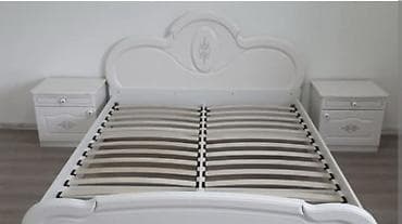 мебель спальный: Спальный гарнитур, Б/у, Двуспальная кровать, Шкаф, Комод, Белоруссия, МДФ, Самовывоз, цвет - Белый — 2