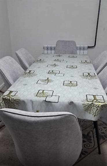 стеклянный обеденный стол: Кухонный стол и стул, цвет - Белый — 9