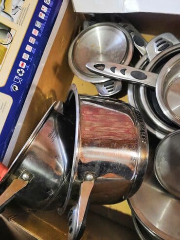 набор инструментов для машины: Набор посуды из нержавеющей стали в фирменной коробке. Состав и — 4