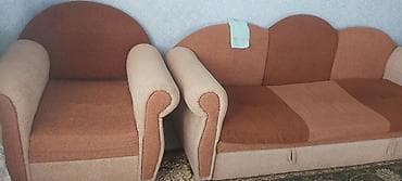 обивка: Комплект мягкой мебели, Б/у, цвет - Коричневый — 3