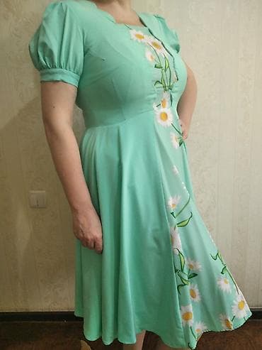 цвет ментола: Повседневное платье, Лето, L — 3