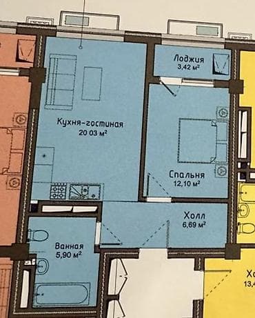 кож завод квартира: 2 комнаты, 48 м², Элитка, 4 этаж, Готовая ПСО (под самоотделку) — 5
