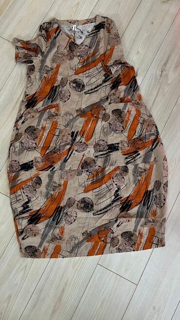 женская джинсовая одежда больших размеров: Повседневное платье, Китай, Лето, Длинная модель, Ситец, L, 3XL, M — 1