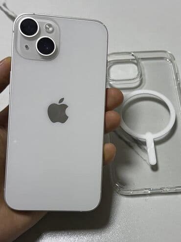 IPhone 14, Б/у, 128 ГБ, Белый, Защитное стекло, Чехол, Кабель, 84 %
