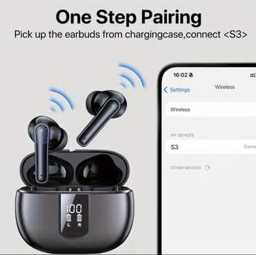 микрофон для домашнего караоке: Беспроводные наушники с зарядным футляром, 40 часов воспроизведения — 4