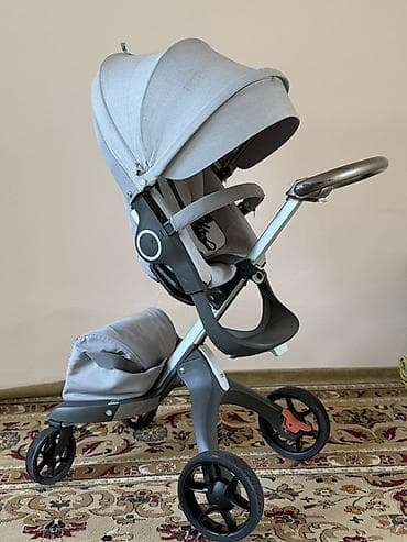 авто каляска: Stokke 2 в 1 (прогулочный блок + автолюлька), светло‑серая. С — 2