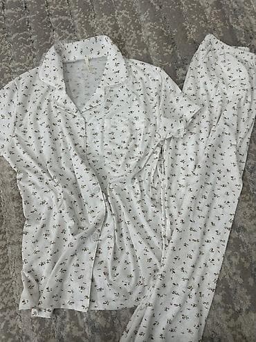 пижамные костюмы: Женская пижама комплект - Двухпредметный набор: рубашка на пуговицах — 6