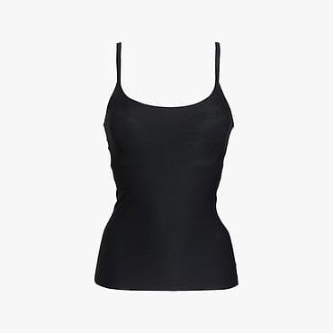 база топ: Базовый топ на тонких бретелях, черный Облегающие из эластичный — 3