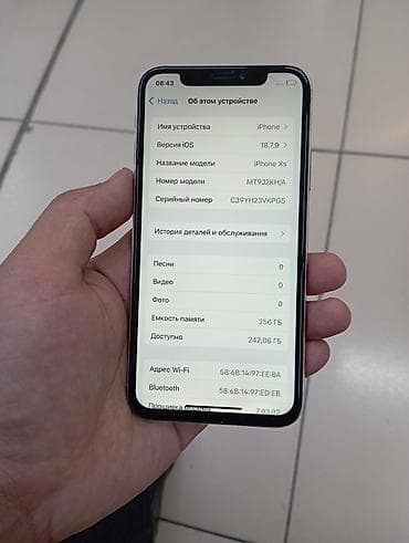 mchose a7 ultra: IPhone Xs, Б/у, 256 ГБ, Серебристый, Защитное стекло, Чехол, 70 % — 1