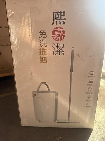 ведро и швабра: Плоская швабра с ведром для автоматического отжима - Комплект: швабра — 1