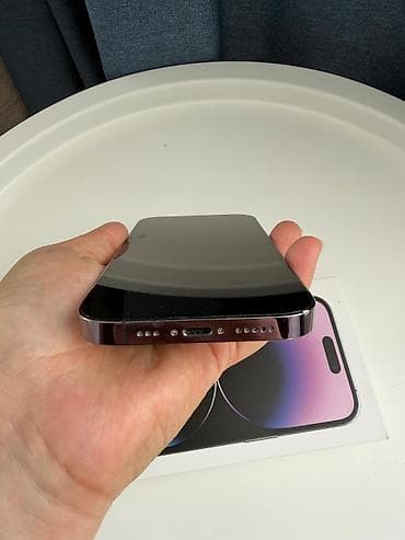 iphone osh: IPhone 14 Pro, Б/у, 256 ГБ, Deep Purple, Зарядное устройство, Чехол, Коробка, 83 % — 7