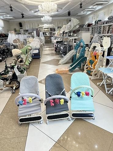 Детский шезлонг, Качалка, Другой материал, цвет - Серый