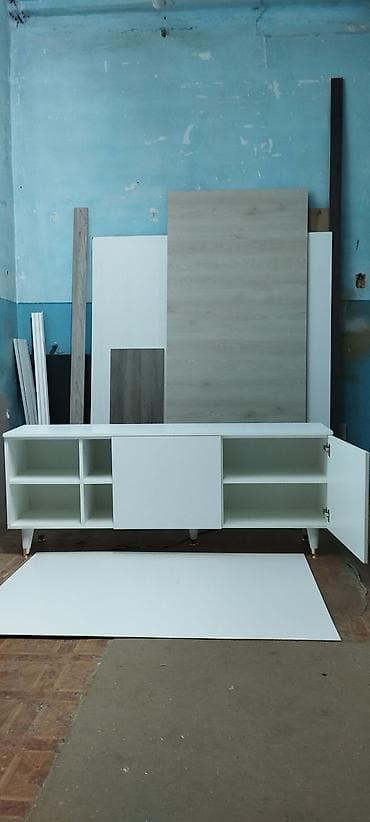 моноблок 16: Тумба и подставка для телевизора, Новый, Напольная, ЛДСП, Самовывоз, цвет - Белый — 4