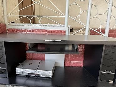 телевизор с подставкой: Тумба и подставка для телевизора, Напольная, ЛДСП, цвет - Черный — 1