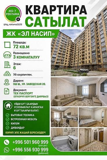 Продажа квартир: 3 комнаты, 72 м², Элитка, 6 этаж — 1