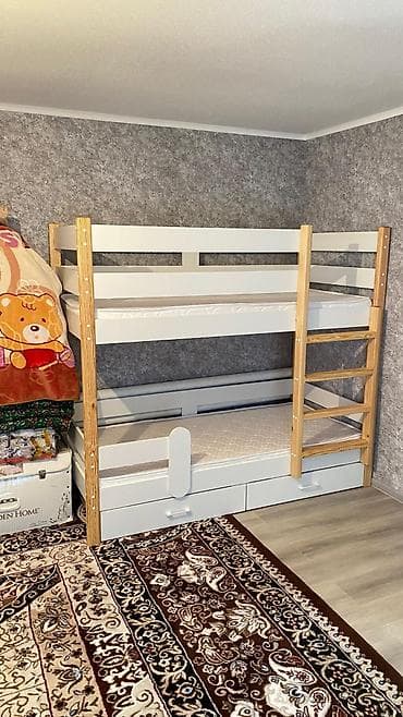 двухъярусные кровати из дерева: Двухъярусная детская кровать, Натуральное дерево, цвет - Белый — 2