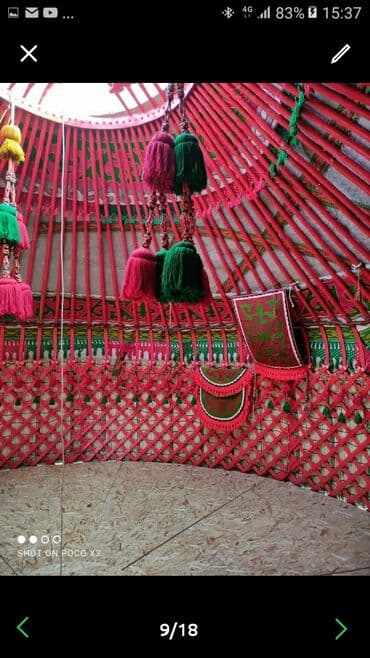 лава: Аренда юрты, Каркас Деревянный, 85 баш, С полом, Самовар, Стол — 4