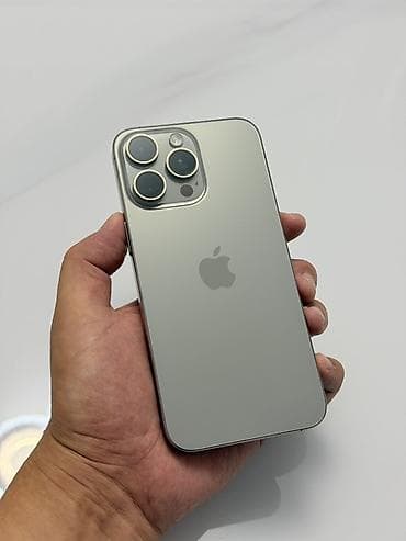 IPhone 15 Pro Max, Б/у, 1 ТБ, Natural Titanium, Защитное стекло, Чехол, Кабель, 100 %