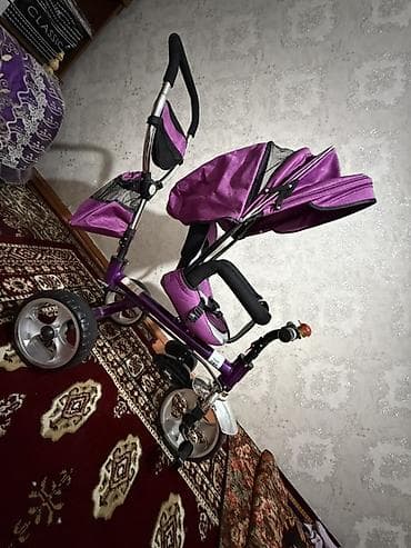 ns bikes: Детский трехколесный велосипед‑коляска YI WA, цвет фиолетовый — 3