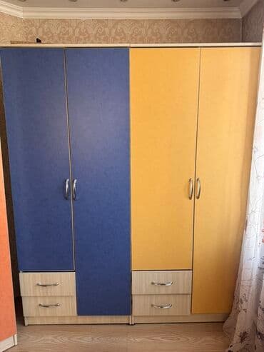 подростковая мебель на заказ: Детский/подростковый гарнитур мебели в ярких цветах (оранжевый, синий — 1