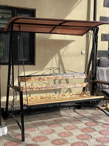 мебель для столовой: Садовые качели Металл, Со спинкой, С крышей — 3