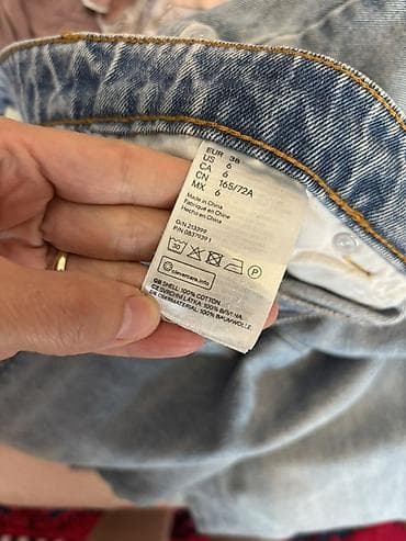 мом джинсы: Джинсы, Прямые, H&M, Китай, Средняя талия, Вареные — 7