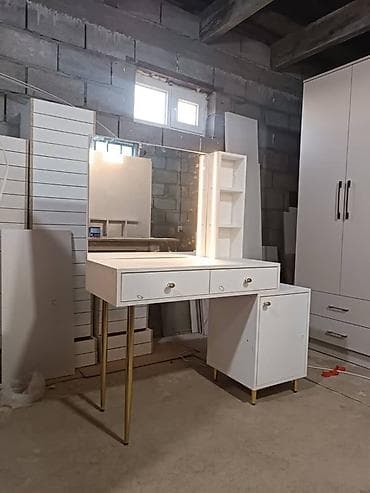 зеркало с ножкой: Туалетный столик, Новый, С подсветкой, цвет - Белый, ЛДСП — 4