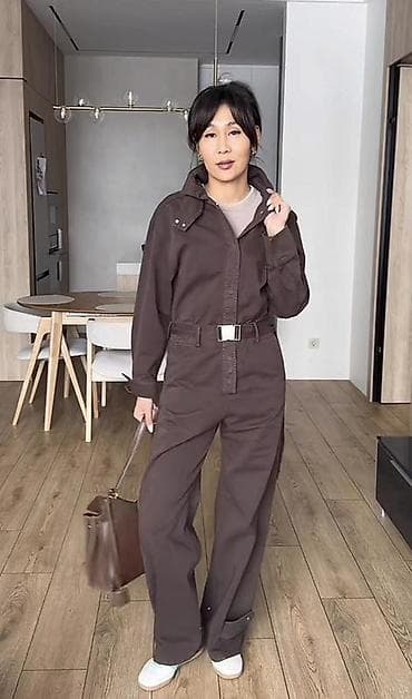 Кофты, свитеры: Комбинезон ZARA, женский - Цвет: темно-коричневый - Фасон: прямые — 2