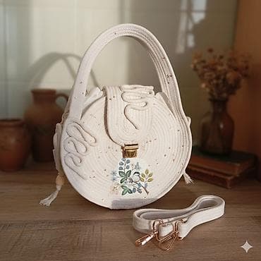 Классическая сумка, Материал: Хлопок, Съёмный ремень, Женские