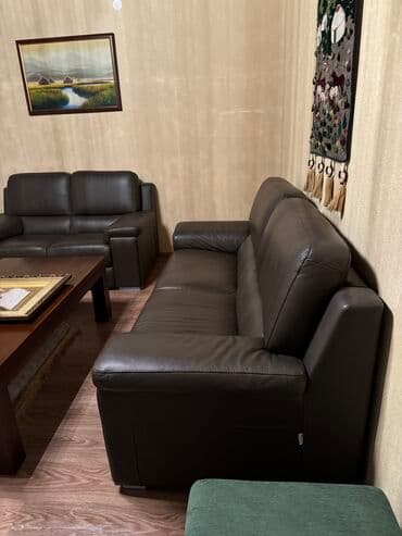 коженный диван: Прямой диван, Новый, Трехместный — 3