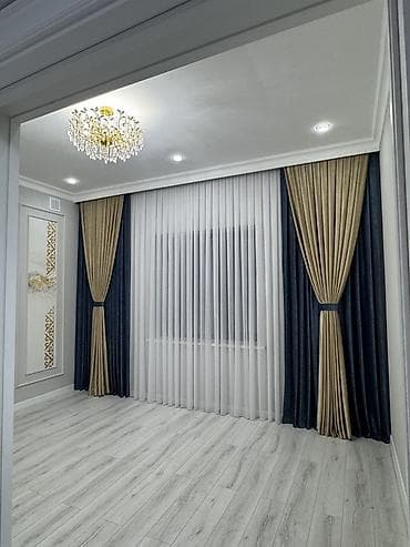 Матраска арналган каптамалар жана топперлер: Шторалар комплекти, Велюр, Комплектте тюлу бар, Буюртмага жасоо, Конок бөлмөсү үчун — 4